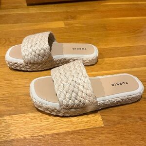 Torrid Beige Woven Slide Sandals